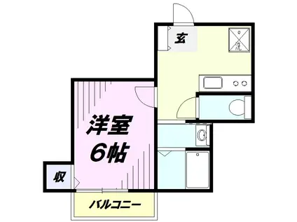 MARK DUO 狭山(1K/1階)の間取り写真