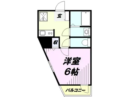 MARK DUO 狭山(1K/1階)の間取り写真