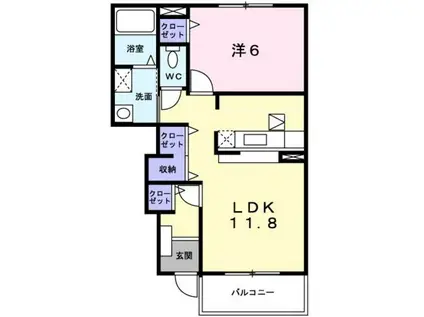 ラ・プリジアB(1LDK/1階)の間取り写真