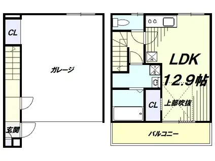 エミベース 入間 鍵山(ワンルーム/2階)の間取り写真