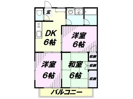 コーポクレマチス1号棟(3DK/1階)の間取り写真