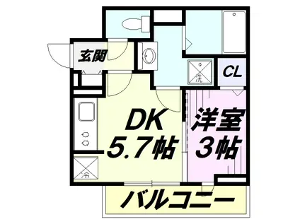 KIRSCHE(1DK/3階)の間取り写真