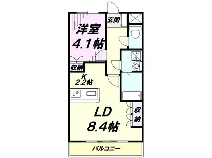 グランドハイム(1LDK/1階)の間取り写真