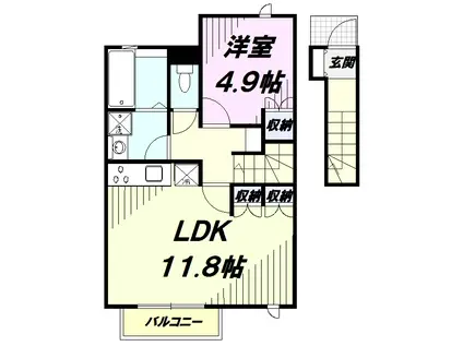 日高市高萩279計画(1LDK/2階)の間取り写真