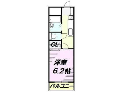 リリーベル(1K/2階)の間取り写真