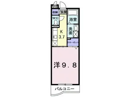 プリマヴェーラ エルモッサ(1K/1階)の間取り写真