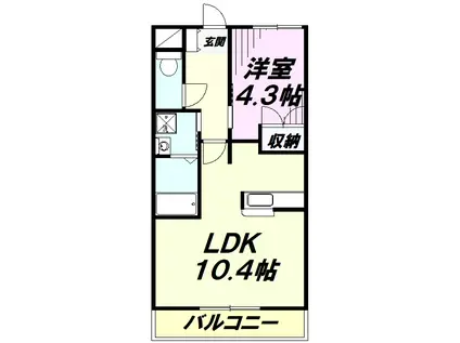 グランディールAOKI(1LDK/2階)の間取り写真
