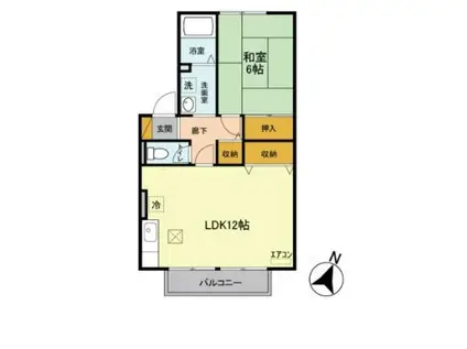 AERIE TAKAKURA(1LDK/1階)の間取り写真