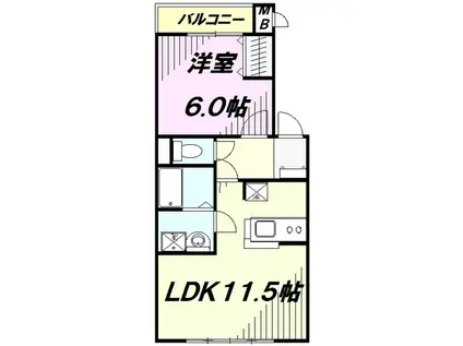 LA PRIMAVERA(1LDK/3階)の間取り写真