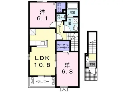 グランドソレイユⅡ(2LDK/2階)の間取り写真