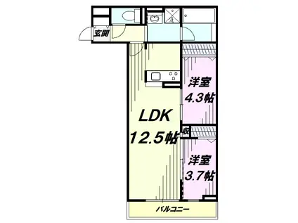 D-RESIDENCE所沢(2LDK/2階)の間取り写真