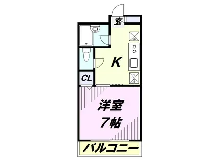 ベルハウス2番館(1K/3階)の間取り写真