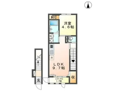 ルメイユ(1LDK/2階)の間取り写真