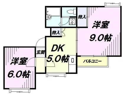 ウエストビレッジ91(2DK/1階)の間取り写真