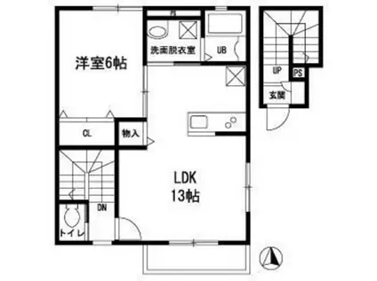 シュエット 久米川(1LDK/2階)の間取り写真