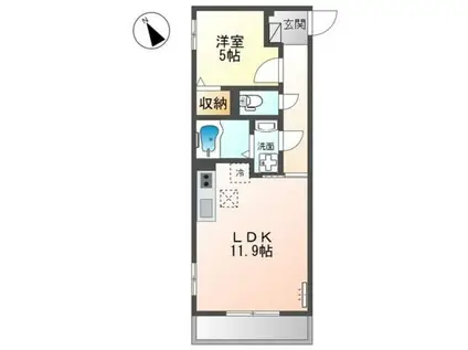 スレッド (1LDK/1階)の間取り写真