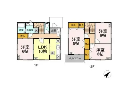 西武鉄道新宿線 小平駅 徒歩37分 2階建 築33年(4LDK)の間取り写真