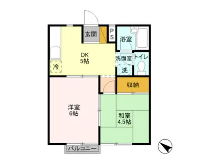 コスモプラザB(2DK/2階)の間取り写真