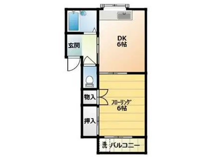 ハイツホワイト(1DK/2階)の間取り写真