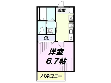 キャメル所沢4(1K/1階)の間取り写真