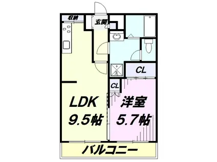 安松ハイツ1(1LDK/2階)の間取り写真