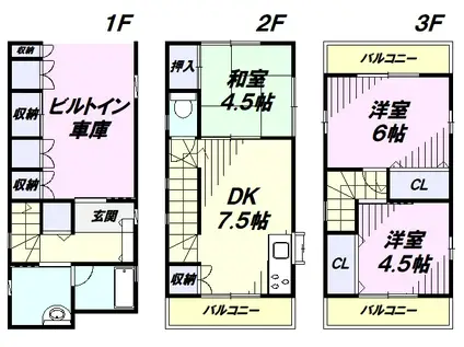 西武池袋・豊島線 秋津駅 徒歩12分 3階建 築24年(3DK)の間取り写真