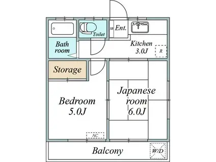 クローバーハウス(2K/1階)の間取り写真