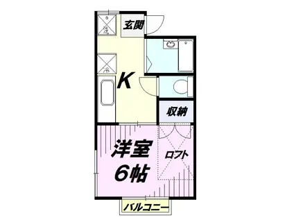 トレス所沢A(1DK/2階)の間取り写真