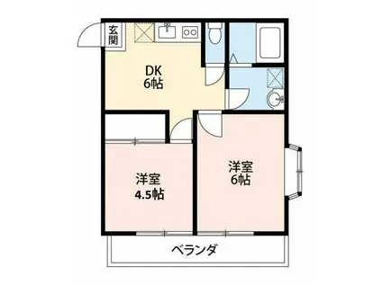 グレース丘(2DK/2階)の間取り写真