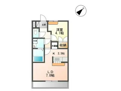 グリーンハイムE(1LDK/1階)の間取り写真