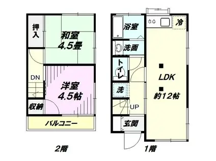 西武鉄道新宿線 狭山市駅 徒歩38分 2階建 築53年(2LDK)の間取り写真