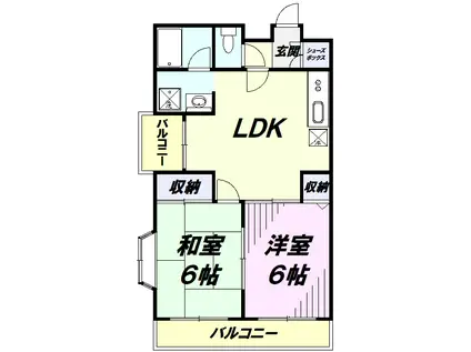 アーガスヒルズⅢ勝波(2LDK/1階)の間取り写真