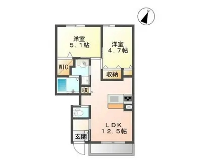 プロニティ・キャトル(2LDK/1階)の間取り写真