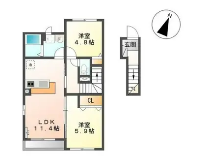 ケーズ アバンティ(2LDK/2階)の間取り写真