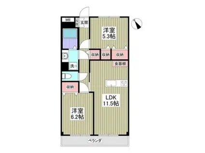 グランドマンション(2LDK/1階)の間取り写真