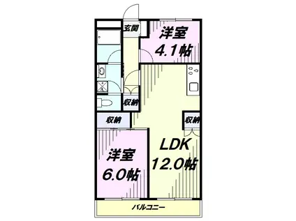 サンヴェール(2LDK/4階)の間取り写真