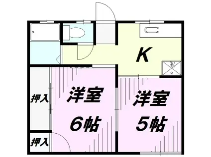 シティーハイム(2K/2階)の間取り写真