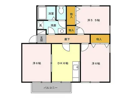 プランドール(3DK/2階)の間取り写真