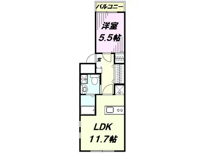 ラックヌーボ(1LDK/2階)の間取り写真