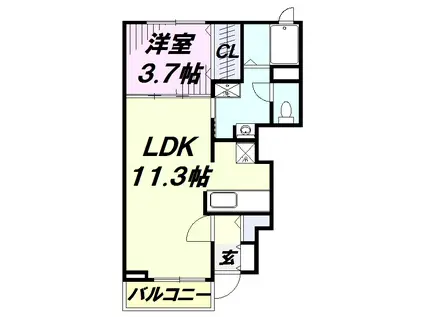 サン シャノワール(1LDK/1階)の間取り写真