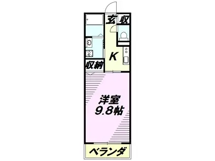 ジェルメ 東所沢(1K/1階)の間取り写真