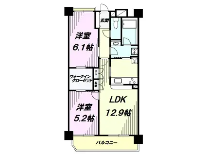レジデンス八王子明神町(2LDK/14階)の間取り写真