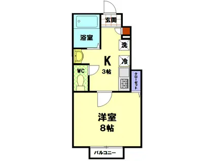 STUDIO(1K/1階)の間取り写真