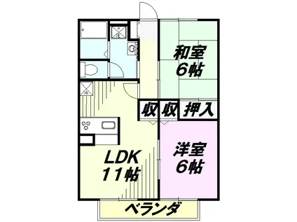 リヴェールエフティ(2LDK/2階)の間取り写真