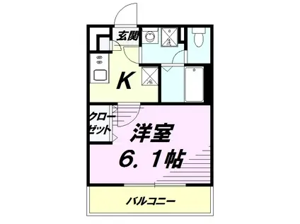 リブリ・緑の丘(1K/2階)の間取り写真