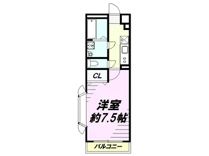 アンプルールフェール東浅川(1K/2階)の間取り写真