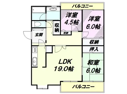 レジデンス元木(3LDK/1階)の間取り写真