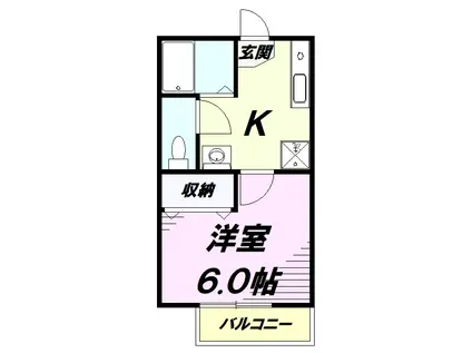 ワンデス(1K/1階)の間取り写真