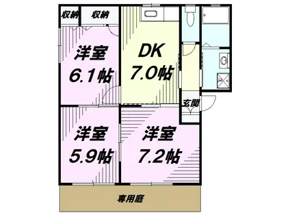 サンフォース弐番館(3DK/1階)の間取り写真