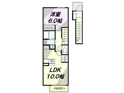 フレンドリー(1LDK/2階)の間取り写真